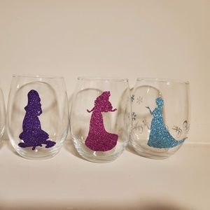 4 Disney Princess Stemless Wine Glasses
